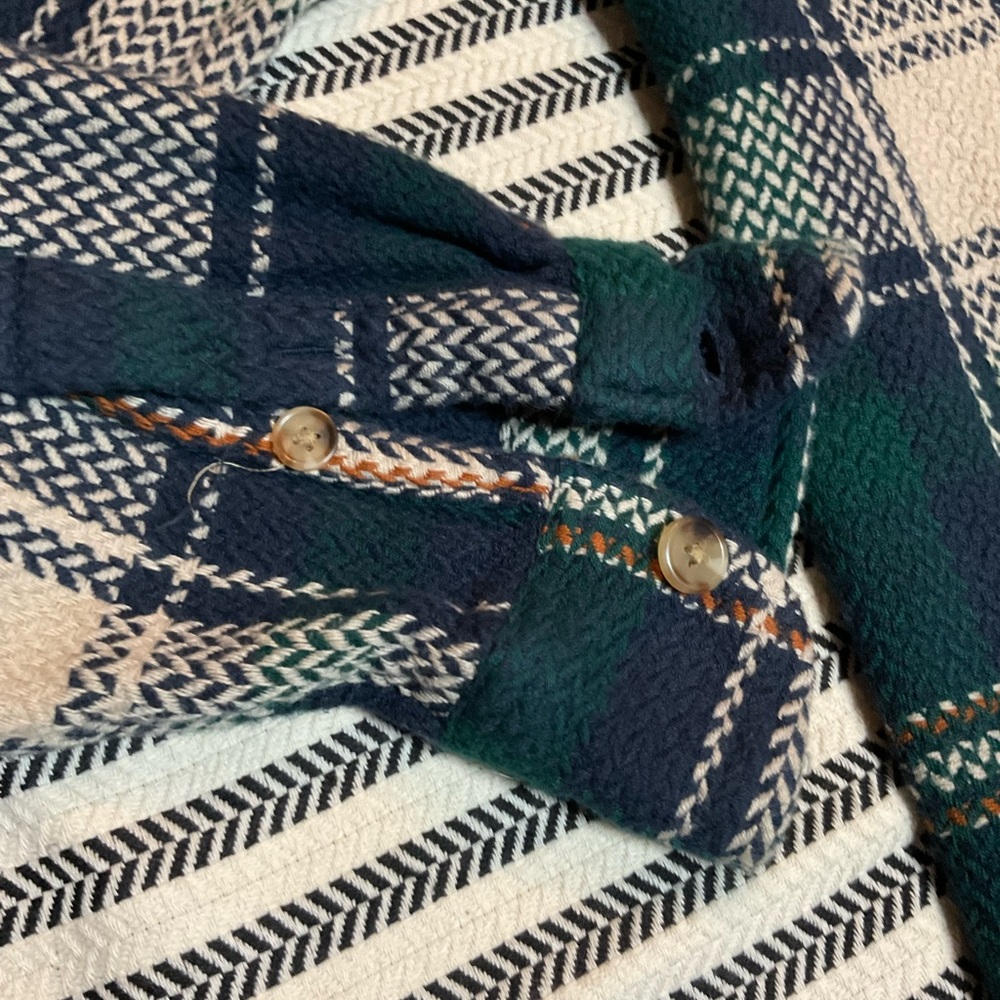 Abercrombie & Fitch Navy and Green Plaid Shirt - Picture 2 of 6